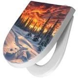 Primedeco WC-Sitz mit Absenkautomatik Motiv Winter Sonnenuntergang (1-St), Absenkautomatik, Soft-Close orange
