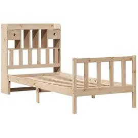 vidaXL Massivholzbett mit Regal 90 x 200 cm Kiefer natur beige