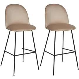Beliani Barhocker Arcola 2-tlg gepolstert stapelbar onesize Beige/Schwarz