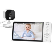 GHB Babyphone mit Kamera 5 Zoll 720P HD 5000mAh IPS-Display VOX-Modus Digitalzoom Nachtsicht Gegensprechen Temperaturanzeige ABM700