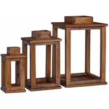 vidaXL Laterne 3 pcs Holz Grau
