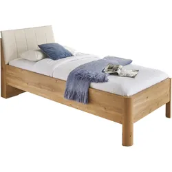 Polsterbett WIEMANN "Bern", beige (bianco, eiche, dekor, bianco, eiche, dekor, bianco, eiche, dekor), B:109cm H:96cm L:200cm, Betten, 4-fach Liegehöhenverstellung