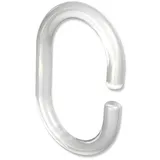 Interdeco Duschvorhangringe, aus Kunststoff, Transparent Glasklar, oval, offene Duschringe, für Duschstangen und Duschvorhänge, 60 x 42 mm, Typ 2126501, 12 Stück