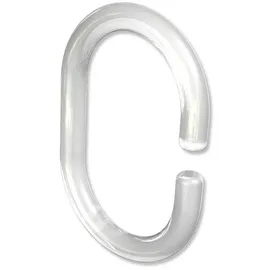 Interdeco Duschvorhangringe, aus Kunststoff, Transparent Glasklar, oval, offene Duschringe, für Duschstangen und Duschvorhänge, 60 x 42 mm, Typ 2126501, 12 Stück