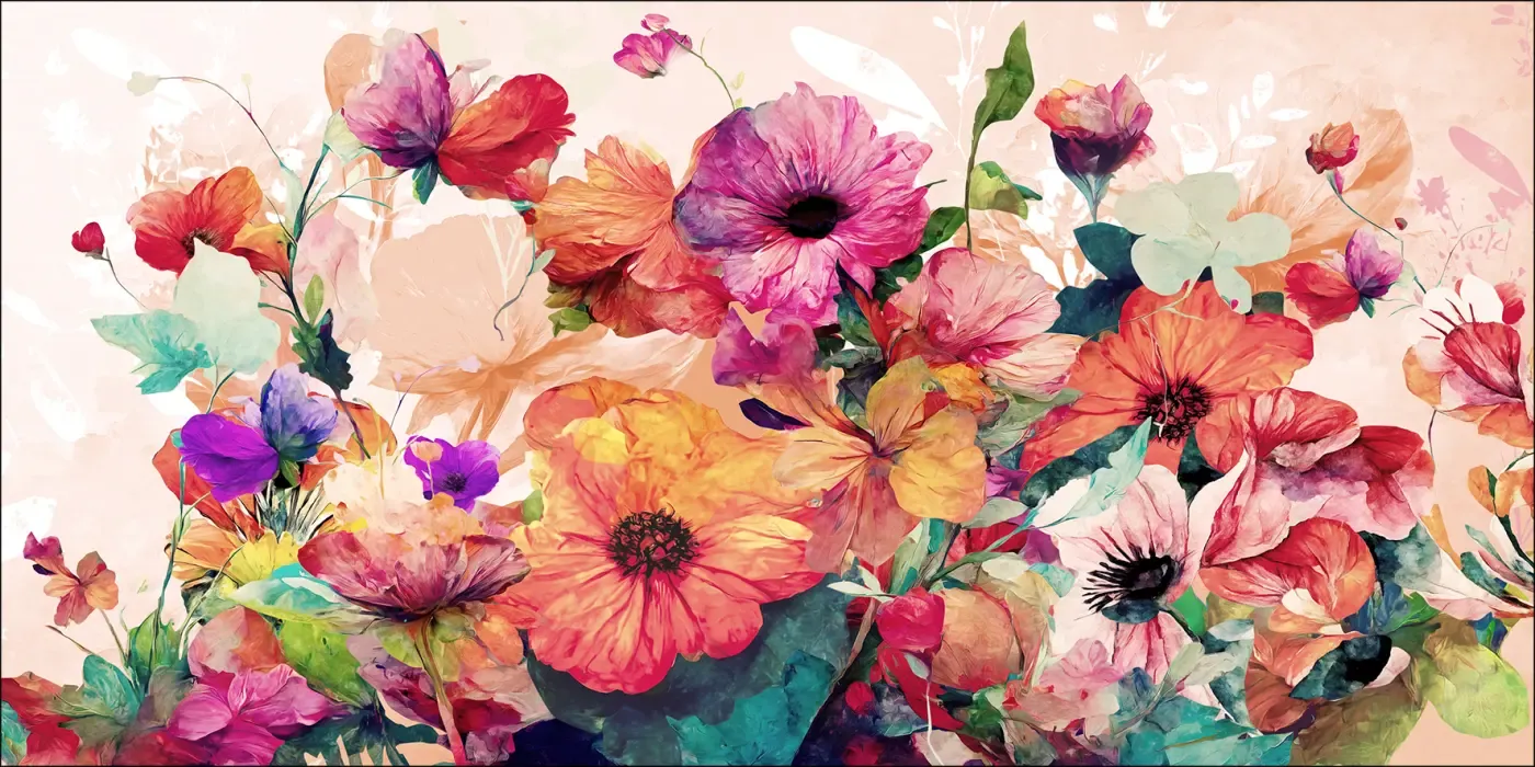 ProArt Alu-Art 100x50cm Watercolor Flowers XI