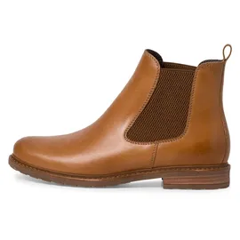 TAMARIS Chelseaboots TAMARIS, Damen, Gr. 36, braun (braun used), Kalbsleder, schimmernd, unifarben, Schuhe Chelseaboots, Businessschuh, Chelsea Boot im klassischen Look, schmale Form