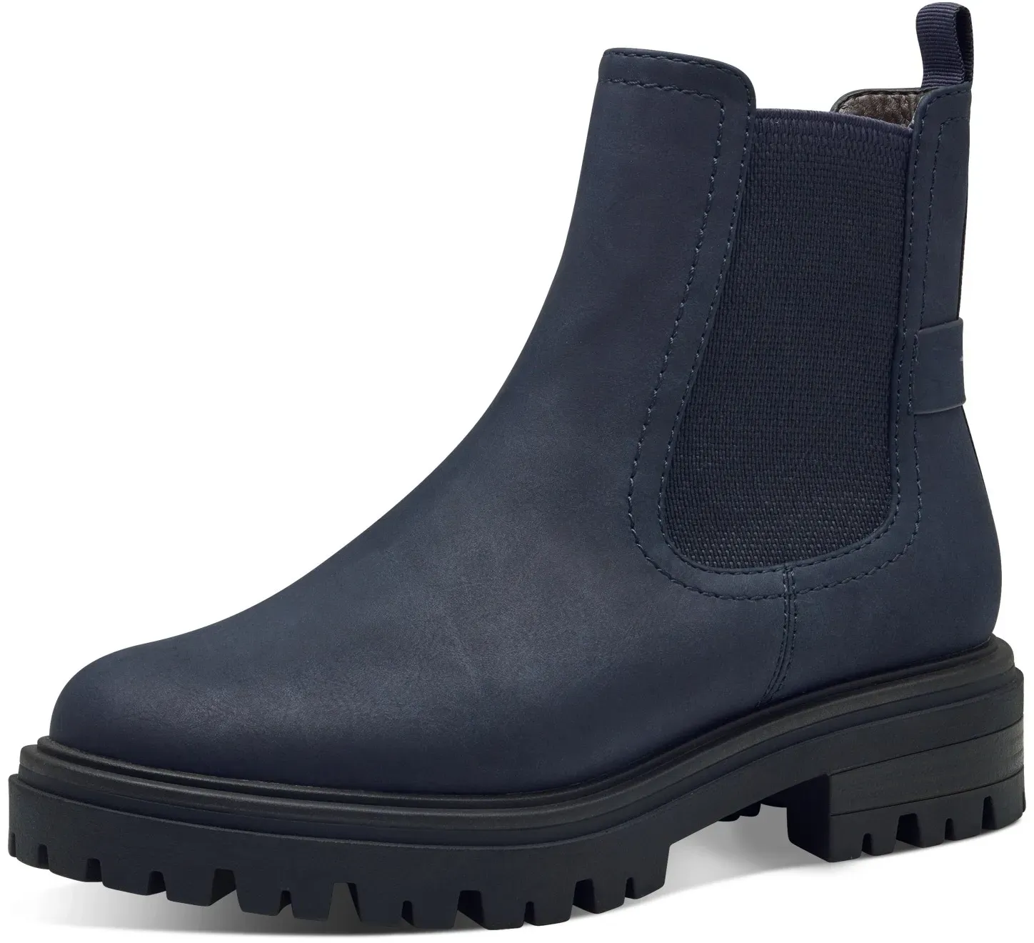 Tamaris Chelseaboots, Blockabsatz, Stiefelette, Boots mit Textilband an der Ferse Tamaris navy 41