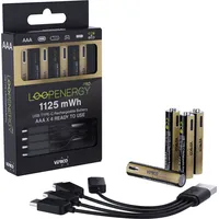 Verico LoopEnergy 4-Pack AAA PRO - Wiederaufladbare USB-C Batterie