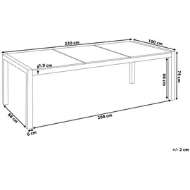 Beliani Gartentisch 220 x 100 x 74 cm Grau/Schwarz/Silber