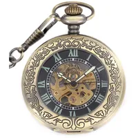 Unendlich U Retro Automatisch Selbstaufzug Mechanische Taschenuhr Leuchtzifferblatt Hohle Skelett Kettenuhr Pullover Halskette Gold