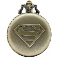 taport® Superman Bronze Antik Gravur Taschenuhr Quarz + Gratis Ersatz Batterie + Gratis Geschenkverpackung