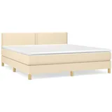 vidaXL Boxspringbett mit Matratze Creme 180x200 cm Stoff