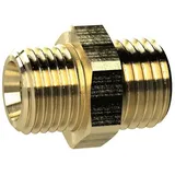 Riegler Doppelgewindenippel, G 1/2 a., M24x1,5 a., SW 28, Messing