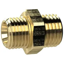 Riegler Doppelgewindenippel, G 1/2 a., M24x1,5 a., SW 28, Messing