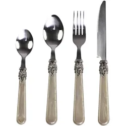 Chic Antique Linas Besteck mit Silber Deko, 4-teilig, Champagner