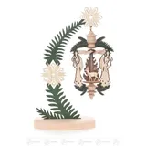 Dregeno Erzgebirge Weihnachtspyramide Pyramide Wärmespiel mit Engeln und Weihnachtsmann hängend am Ständer