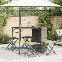 vidaXL 5-tlg. Garten-Essgruppe Klappbar Hellgrau Poly Rattan