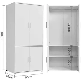 mokebo Drehtürenschrank Der Grenzenlose 90 x 187 x 58 cm Weiß