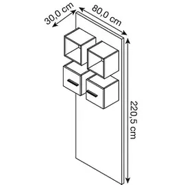 Röhr-Bush röhr Wandboard quantum hellgrau, weiß 80,0 x 30,0 x 220,5 cm