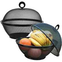 felixleo Obstkorb Mit Moskitonetz Metall 2er Set Schwarz