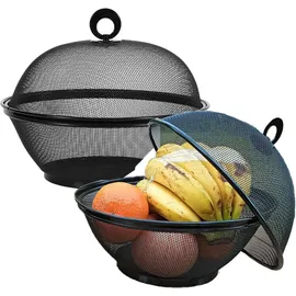 felixleo Obstkorb Mit Moskitonetz Metall 2er Set Schwarz