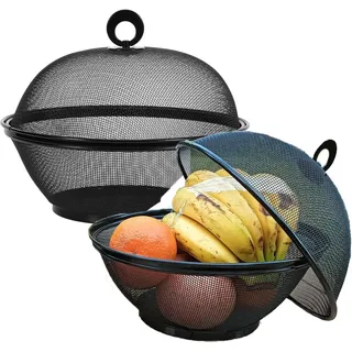 felixleo Obstkorb Mit Moskitonetz Metall 2er Set Schwarz