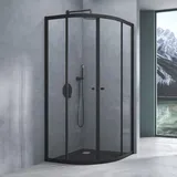 mai & mai Runddusche mit Schiebetür 100 x 190 cm schwarz Sicherheitsglas R32