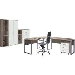 Büro Office Edition Set 4 Weiß/Sonoma Eiche