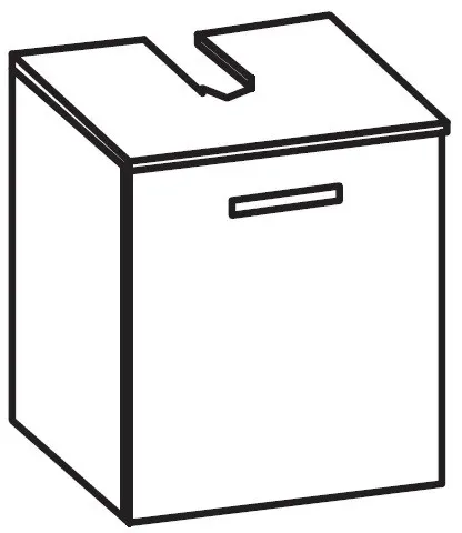 Artiqua 400 Universalwaschtischunterschrank, Quarzgrau Hochglanz Select, 400-WBT-1-45-L-7162-172 400-WBT-1-45-L-7162-172