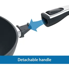 Genius Cerafit Plasma Pfannen Bratpfannen Deluxe-Set 5-tlg. Induktionsbratpfanne, Universalpfanne, für alle Herdarten, abnehmbarer Griff, Glasdeckel