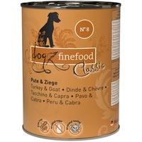 dogz finefood Hundefutter nass - N° 8 Pute & Ziege - Feinkost Nassfutter für Hunde & Welpen - getreidefrei & zuckerfrei - hoher Fleischanteil, 6 x 800 g Dose