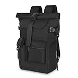 LONHCHI Rolltop Rucksack Damen, 27 L Herren Rucksack Wasserdicht, Rucksack Groß Tagesrucksäcke mit Laptopfach 17.3 Zoll,Fahrradrucksack Reiserucksack für Business Uni Freizeit Sport Wandern