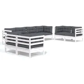 vidaXL Garten-Lounge-Set 8-tlg. Massivholz Kiefer weiß