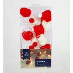 8 Stück Weihnachtliche Lichterkette mit je 10 LEDs rot weiß niedliche Mützen Dekoration