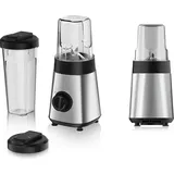 alpina Smoothie Maker Mixer - 300W Inkl. Becher 300ml und 600ml 2 Geschwindigkeiten Pulsierende Funktion Edelstahl Silber/Schwarz - Silber/Schwarz