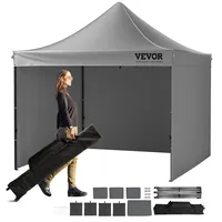 Vevor Pavillon 304,8x304,8x320cm Gartenzelt 500D PU-Silber-Gewebe Faltpavillon höhenverstellbar inkl.