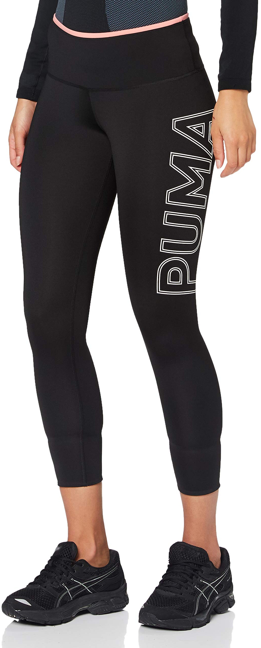 PUMA Damen Modern Sports Fold Up 7/8 Tight Leggings, Black-Salmon Rose, S