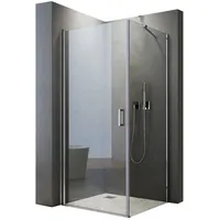 Boromal Eckdusche Duschkabine mit Seitenteil H:185/195cm, BxT: 90x80 cm, 5mm ESG, Falttür Pendeltür mit Seitenteil, 90x90 80x80 90x75 100x100 cm, Rechts-und Links montierbar 90 cm x 195 cm x 80 cm