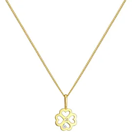Elli Halskette Kleeblatt Glücksbringer mit Diamant 585 Gelbgold