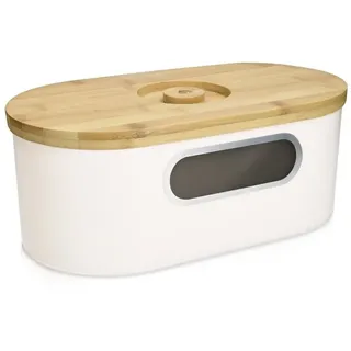 Navaris Brotkasten mit Deckel aus Holz - Brotbox zur Aufbewahrung inkl. Schneidebrett - Brottopf Küche mit Holzdeckel - Brot Dose Bambus oval