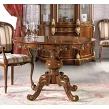 Casa Padrino Luxus Barock Esstisch Braun / Gold - Ausziehbarer Barock Esszimmertisch - Runder Barock Küchentisch - Barock Esszimmer Möbel - Luxus - Made in Italy