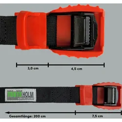 Baumarktplus 2x Spanngurt Zurrgurt Klemmschloss mit Gummischutzkappe1 tlg 2 m x 2,5 cm 500 kg