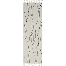 Myflair Moroccan Handwrite Hochflor-Läufer 80 x 250 cm Schwarz/Weiß