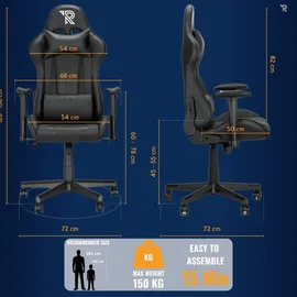 Ranqer Felix Gaming Stuhl Schwarz für große Personen