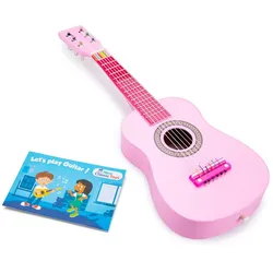 New Classic Toys® Spielzeug-Musikinstrument Gitarre - Pink Kindergitarre aus Holz Kinder-Instrument Musikspielzeug