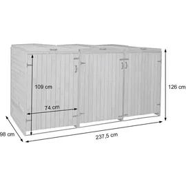 MCW Mülltonnenverkleidung H74 237 x 126 x 98 cm grau-weiß