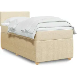 vidaXL Boxspringbett mit Matratze Creme 100x200 cm Stoff - Creme