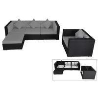 OUTFLEXX Loungemöbel-Set, schwarz, Polyrattan, für 5 Personen, wasserfeste Kissenbox