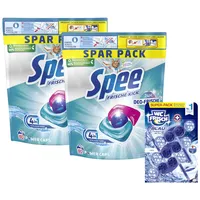 SPEE Power Caps 2x60 (120) WL Frische Kick 24H Deo-Frische Spar Pack, vordosiertes Vollwaschmittel mit 4 + 1 Formel bekämpft Alltagsgerüche & WC FRISCH Kraft-Aktiv Blauspüler Chlor, 1x 150 g