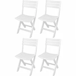 4x Gartenstuhl Campingstuhl Balkonstuhl Klappstuhl Stuhl Weiß 0650